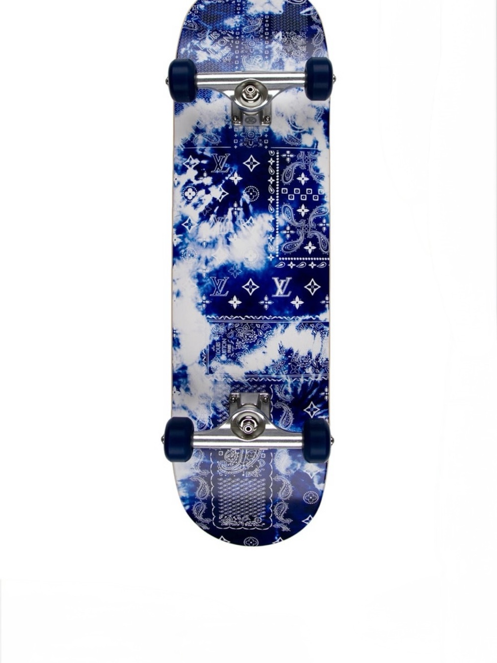 Louis Vuitton Blue and White Monogram Tie-Dye Skateboard